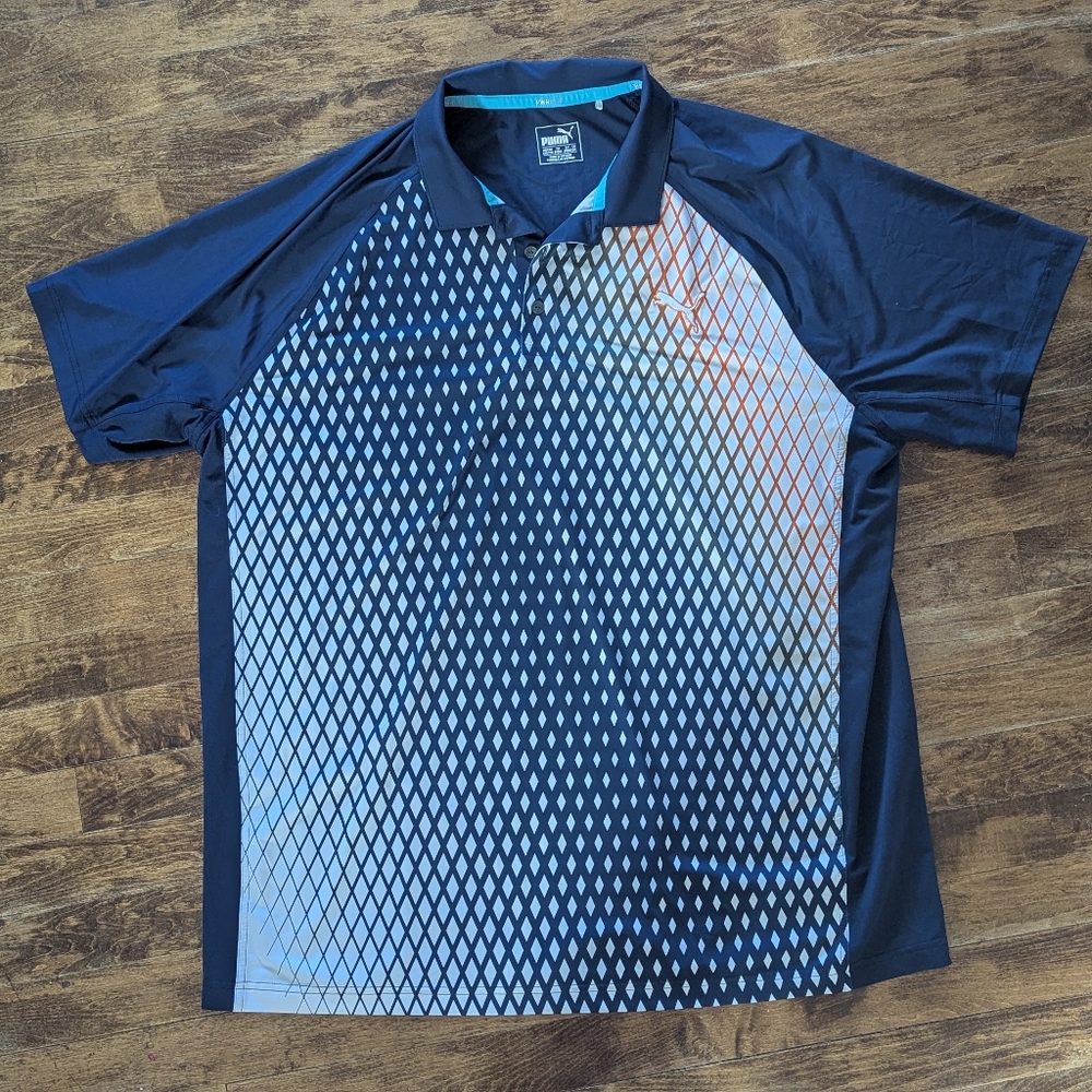 Puma Men's XXL Navy and White Polo Shirt